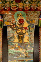 India, Sikkim, Art in the architecture of a Buddhist  Monastery. 