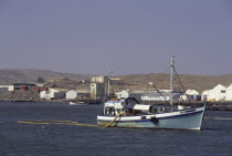 Namibia, Diamond diving boat off the coast of the German town of Luderitz.