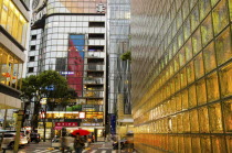Japan, Tokyo, Ginza district, Hermes modern building clad in glass bricks.