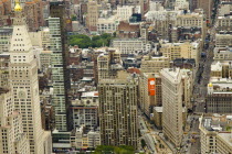 USA, New York, Manhattan, looking south from observation deck of Empire State toward the Flat Iron Building.