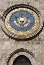 Italy, Sicily, Piazza Del Duomo, Messina Cathedral, Astronomical clock on clock tower.