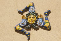 Italy, Sicily, Taormina, A Trinacria, ancient symbol of Sicily