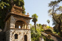 Italy, Sicily, Taormina, Via Bagnoli Croce, Villa Comunale, A building in Trevelyan Public Gardens.