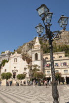 Italy, Sicily, Taormina, Piazza IX Aprile, San Giuseppe Church.