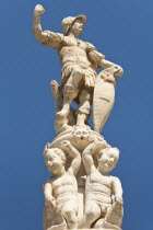 Italy, Sicily, Messina, Piazza Del Duomo, Statues on the top of Orion Fountain.