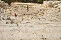 Italy, Sicily, Syracuse, Neapolis Archaeological Park, Greek Amphitheatre.
