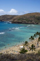 USA, Hawaii, Oahu Island, View over Hanuama Bay.