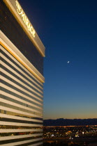 USA, Nevada, Las Vegas, View from the Mirage Hotel at night.