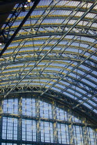 England, London, St Pancras Station roof.