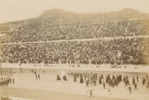 Greece, Attica, Athens, Opening ceremony of the 1896 Games of the I Olympiad in the Panathinaiko stadium, the arrival of the Royal Party.