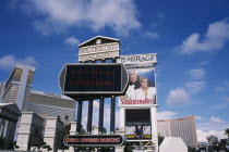 USA, Nevada, Las Vegas, Signs outside Caears Palace hotel and casino on the Strip.