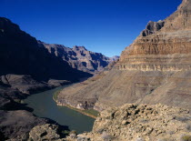 USA, Arizona, Grand Canyon, Colorado river running through the Hualapai Indian reservation, part of the national park.