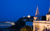 Hungary, Budapest, Buda Castle District: view over Danube and Pest from Fishermen's Bastion.