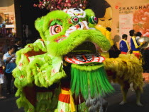 Thailand, Bangkok, Dragon dance character for Chinese New Year show.