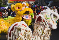Thailand, Bangkok, Dragon dance during Chinese New Year show.