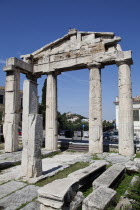 Greece, Attica, Athens, Ancient Greek ruins at Monastiraki just bellow Acropolis at Thiseio, Athens, Attiki, Greece