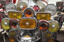 England, East Sussex, Brighton, Elaborately decorated Mopeds on Madeira Drive during motorbike festival.