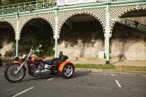 England, East Sussex, Brighton, 3 wheeled trike at motorcycle festival on Madeira Drive.