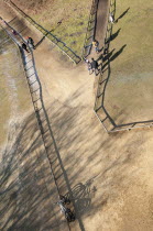 England, Surrey, Dorking, Leith tower, Aerial view over pathway intersection.