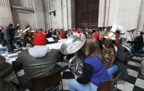 England, London, St Pauls Cathedral, Tuba Carols an annual Christmas charitable musical performance.