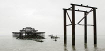 England, East Sussex, Brighton, Ruined shell of the West Pier.