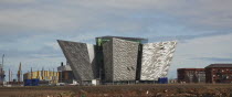Ireland, North, Belfast, Titanic Quarter, Visitor centre designed by Civic Arts & Eric R Kuhne.