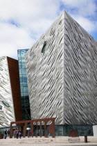 Ireland, North, Belfast, Titanic Quarter, Visitor centre designed by Civic Arts & Eric R Kuhne.