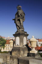 Czech Republic, Bohemia, Prague, Charles Bridge, Statue of St Anthony of Padua.