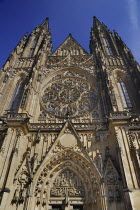 Czech Republic, Bohemia, Prague,  St Vitus Cathedral, western facade.
