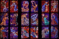 Czech Republic, Bohemia, Prague, St Vitus Cathedral interior, a section of stained glass window.