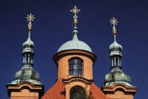 Czech Republic, Bohemia, Prague, Petrin Hill, Church domes.