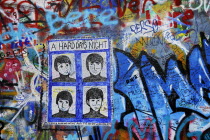 Czech Republic, Bohemia, Prague, John Lennon Wall,  Tourist graffiti.