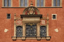 Czech Republic, Bohemia, Prague, Old Town Square, Old Town Hall, Section of facade with city's coat of arms.