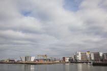 Ireland, North, Belfast, Titanic Quarter, Visitor centre designed by Civic Arts & Eric R Kuhne.