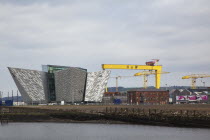 Ireland, North, Belfast, Titanic Quarter, Visitor centre designed by Civic Arts & Eric R Kuhne.