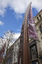 Ireland, North, Belfast, Modern Art on Donegall Place celebrating the building of White Star Line ships in Belfast by Harland and Wolff as part of the Streets Ahead Project.