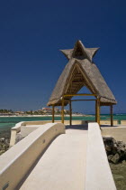 Mexico, Quintana Roo, Puerto Aventuras, Jetty out to sea.