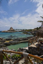 Mexico, Quintana Roo, Xcaret, View across Xcaret Bay. 