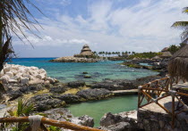 Mexico, Quintana Roo, Xcaret, View across Xcaret Bay.  
