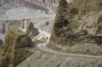 Nepal, Upper Mustang, Attractive rock formation along the route from Kagbeni to Chhusang. Kali Gandaki gorge.