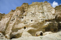 Nepal, Upper Mustang, Ancient caves of Nepalese native citizens near Lo Monthang city.