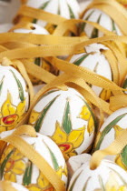 Austria, Vienna, Hand painted and decorated egg shells to celebrate Easter at the Old Vienna Easter Market at the Freyung.