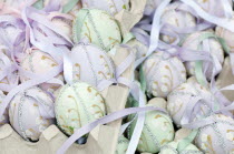 Austria, Vienna, Hand painted and decorated egg shells to celebrate Easter at the Old Vienna Easter Market at the Freyung.