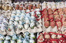 Austria, Vienna, Trays of hand-painted and hand decorated egg shells to celebrate Easter at the Schonbrunn Palace.