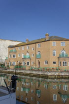 England, East Sussex, Brighton, apartment building in the Marina,