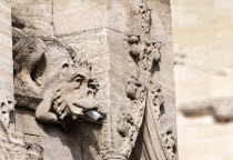 England, Oxfordshire, Oxford, A decorative gargoyle used to drain water from a roof at Trinity College.
