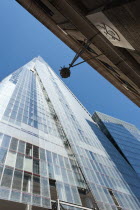 England, London, London Bridge Quarter, Looking up at the Shard designed by Renzo Piano, opened in 2012 and is the tallest building in the European Union.