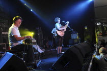 England, Cambridge Folk Festival, Devon Sproule country style singer performs with legendary british pedal steel guitar player BJ Cole.