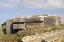 France, Brittany, WW2 German fortification at the Pointe du Petit-Minou at the entrance to the Straits of Brest located just behind the lighthouse.