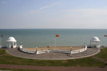 England, East Sussex, Bexhill on sea, King George V Colonnade from the De La Warr Pavilion. View of the top of the Colonnade with distinctive towers. Built in 1911 and re-furbished and re-opened 100 y...